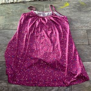 Night gown dark pink with splatters of color, very soft and comfortable